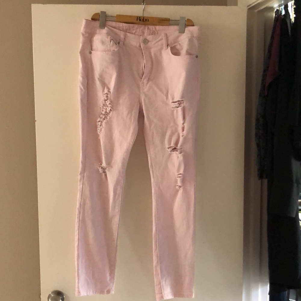 COPY - VIP pale pink distressed jeans